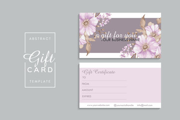 Gift card template with flowers. Vector illustration. EPS 10.