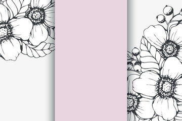 Floral background with hand drawn doodle flowers. Vector illustration.