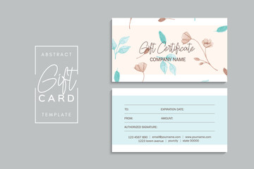 Gift card template with flowers. Vector illustration. EPS 10.