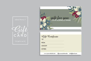 Gift card template with flowers. Vector illustration. EPS 10.