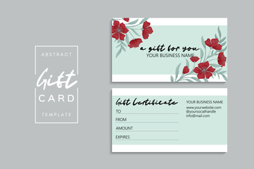 Gift card template with flowers. Vector illustration. EPS 10.