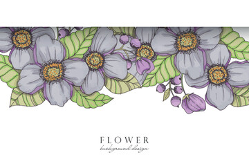 Elegant floral background with hand drawn flowers. Vector illustration.