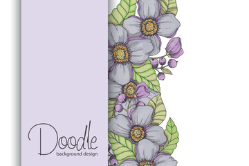 Elegant floral background with hand drawn flowers. Vector illustration.