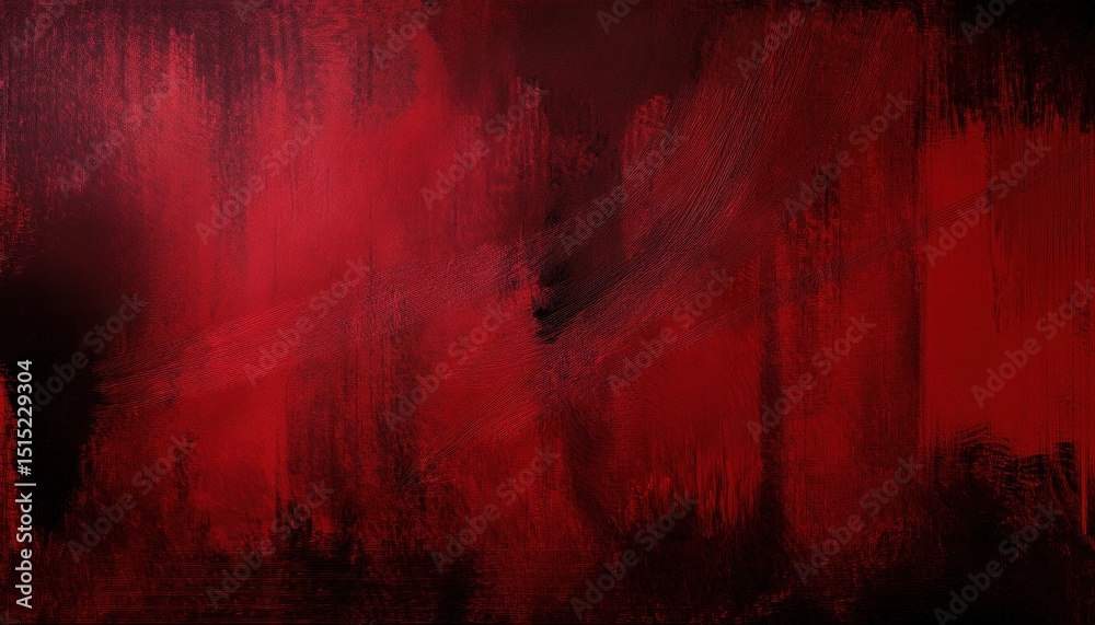 Poster abstract red brushstroke texture on dark canvas with dramatic gradient and rough painterly strokes for intense background in horror poster, book cover, or music branding design

