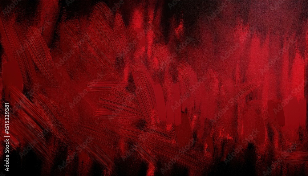 Poster abstract red brushstroke texture on dark canvas with dramatic gradient and rough painterly strokes for intense background in horror poster, book cover, or music branding design

