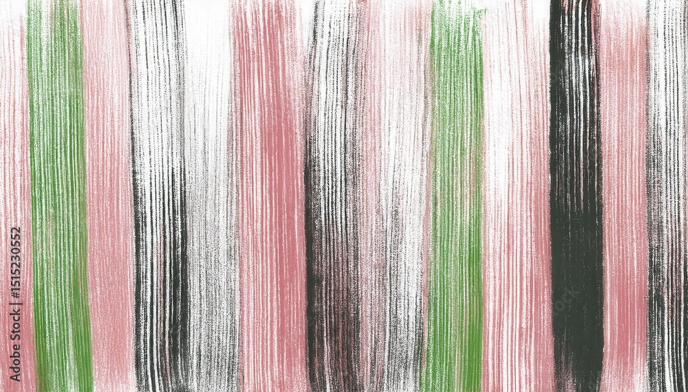 Poster vertical brushstroke texture in pink, green, and black on canvas with grunge overlay for abstract de