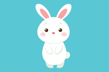 Fototapeta premium Adorable Cartoon Bunny on a Soft Blue Background