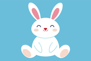 Fototapeta premium Cute baby bunny cartoon with Easter eggs and spring holiday fun