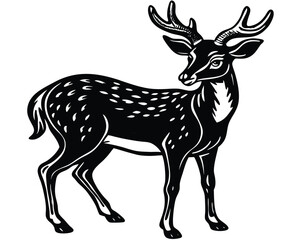 Obraz premium Graceful deer and reindeer vector silhouette illustrations capture the essence of wild mammals with majestic antlers, perfect for nature-themed art or festive Christmas designs