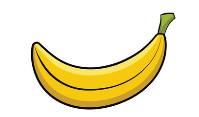 Cartoon yellow banana fruit isolated on white background
