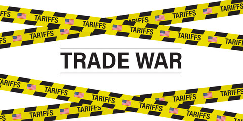 Tariffs and US government import taxation, trade war policy, domestic market protectionism. Business and political concept.