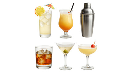 Cocktail Selection: A vibrant array of cocktail glasses, each meticulously prepared, ready to invigorate the senses, capturing a symphony of flavors and artistry, perfect for social gatherings.