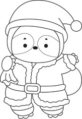 Outline of Funny baby sloth animal series stock illustration. Coloring pages of Slow life of fluffy sloth designs.