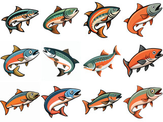 Salmon Fish vector illustration isolated on white background.