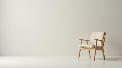 Light Wood Chair Against a Blank Wall in a Minimalist Room Setting