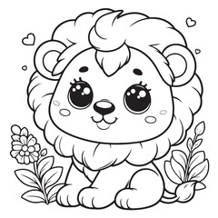 cute lion, vector image suitable for coloring books