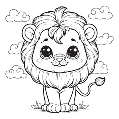 cute lion, vector image suitable for coloring books