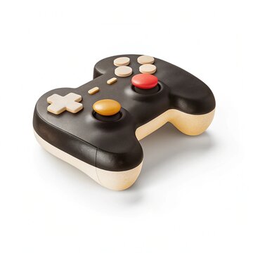 A sleek and minimalist chocolate game controller icon with clean lines and simple button details.