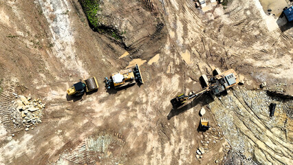 heavy construction machinery on a construction site	
