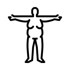 Obese female body outline icon. Fat Body type black line illustration.