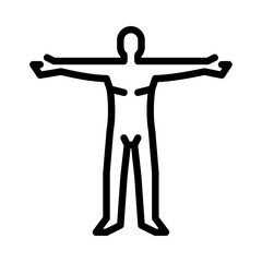 Muscular Male body outline icon. athletic Body type black line illustration.