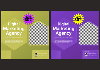 Naklejka premium Digital Marketing Agency Social Media Post Template ,Modern Corporate Instagram & Facebook Banner Design