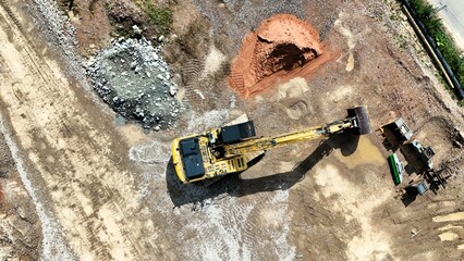 heavy construction machinery on a construction site	
