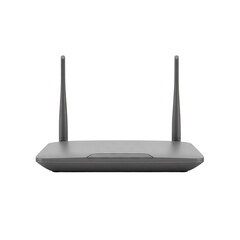 Wireless router with antenna on transparent background