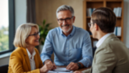 Business people working together in modern office. Blurred background with copy space. Created using generative AI tools
