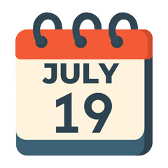 July 19 calendar vector on white background
Vector calendar with date