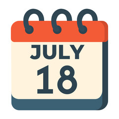 July 18 calendar vector on white background
Vector calendar with date