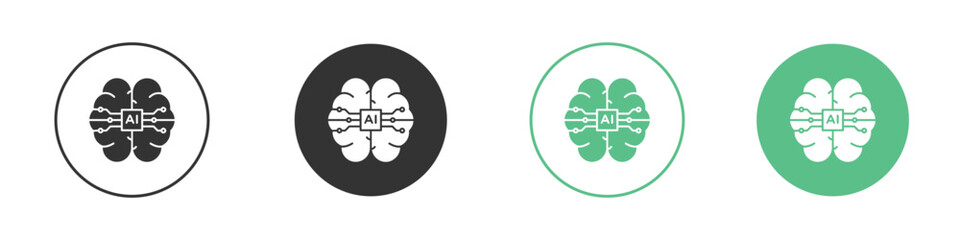 AI brain icon logo vector set. Graphic design elements