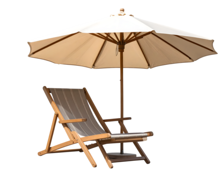 Beach umbrella and chair, minimalist, vacation