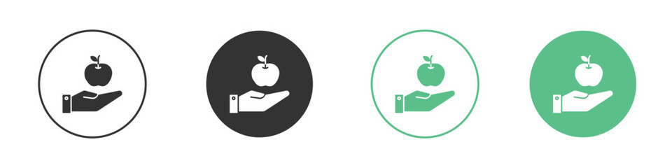 Apple in hand icon logo vector set. Graphic design elements