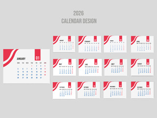 Elegant  Desk calendar design with modern typography, minimal layout, clean date grid, perfect for office or home wall decor.