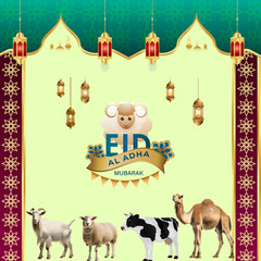 Eid -ul - Azha Mubarak card, logo , illustration  