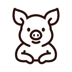 Vector illustration of cute pig icon with minimal line style.