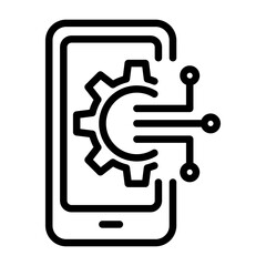 Technology smartphone outline icon. Technology icon isolated on white background. Transparent background, minimalist symbol. Vector images