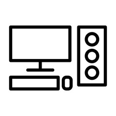 Personal computer outline icon. Technology icon isolated on white background. Transparent background, minimalist symbol. Vector images