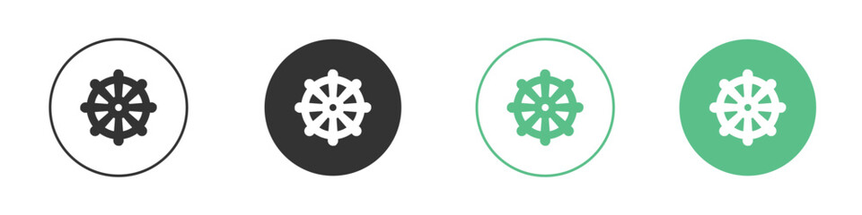 Fototapeta premium Dharmachakra icon logo vector set. Graphic design elements
