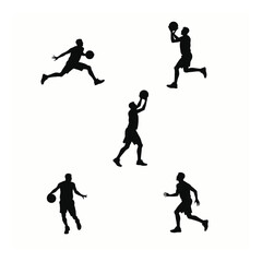 Basketball player silhouettes action set sport graphic