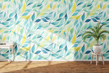 Wall Colorful watercolor paints Mockup