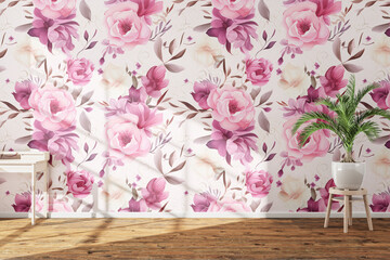 Wall Colorful watercolor paints Mockup