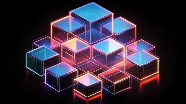Abstract neon cubes (1)