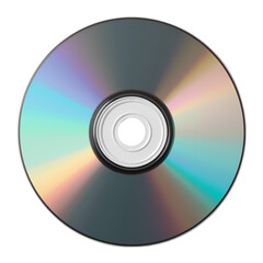 Isolated compact disc showing rainbow reflection and central hole plain view isolated on transparent background