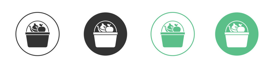 Fruit basket icon logo vector set. Graphic design elements