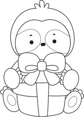 Coloring pages of Funny baby sloth animal series stock illustration. 