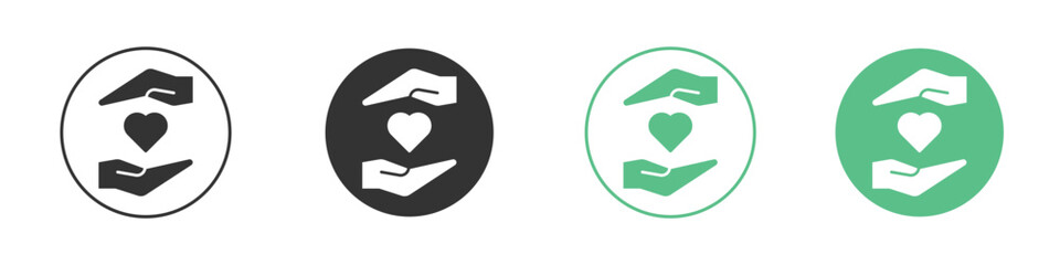 Heart and hands icon logo vector set. Graphic design elements