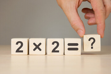Simple math example 2x2 with a question mark.