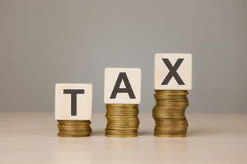 financial chart made from cubes with word tax